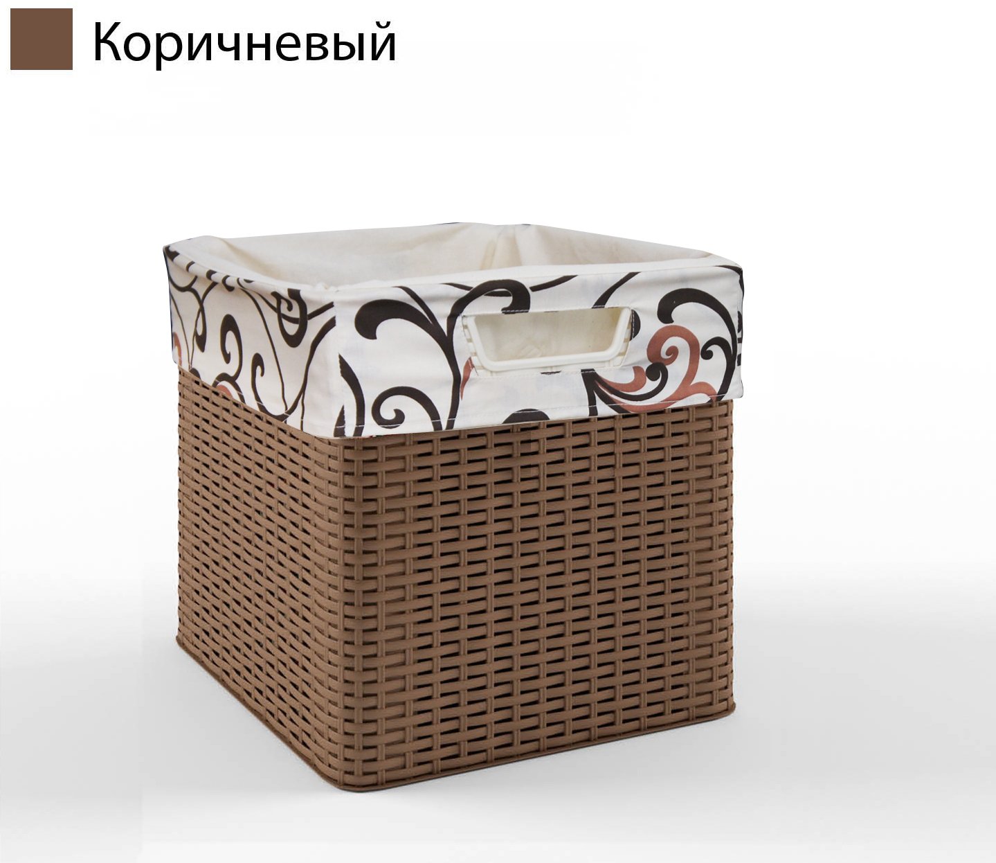 Фото товара Корзина плетеная с тканевым мешком коричневая арт ЭП 582495