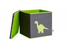 Коробка-ящик для игрушек с крышкой , серая, рисунок динозавр, Store It, арт.672401