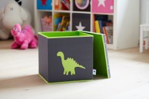 Фото товара Коробка-ящик для игрушек с крышкой , серая, рисунок динозавр, Store It, арт.672401