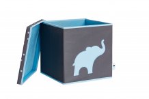 Коробка-ящик для игрушек с крышкой , серая, рисунок слон, Store It, арт.672425